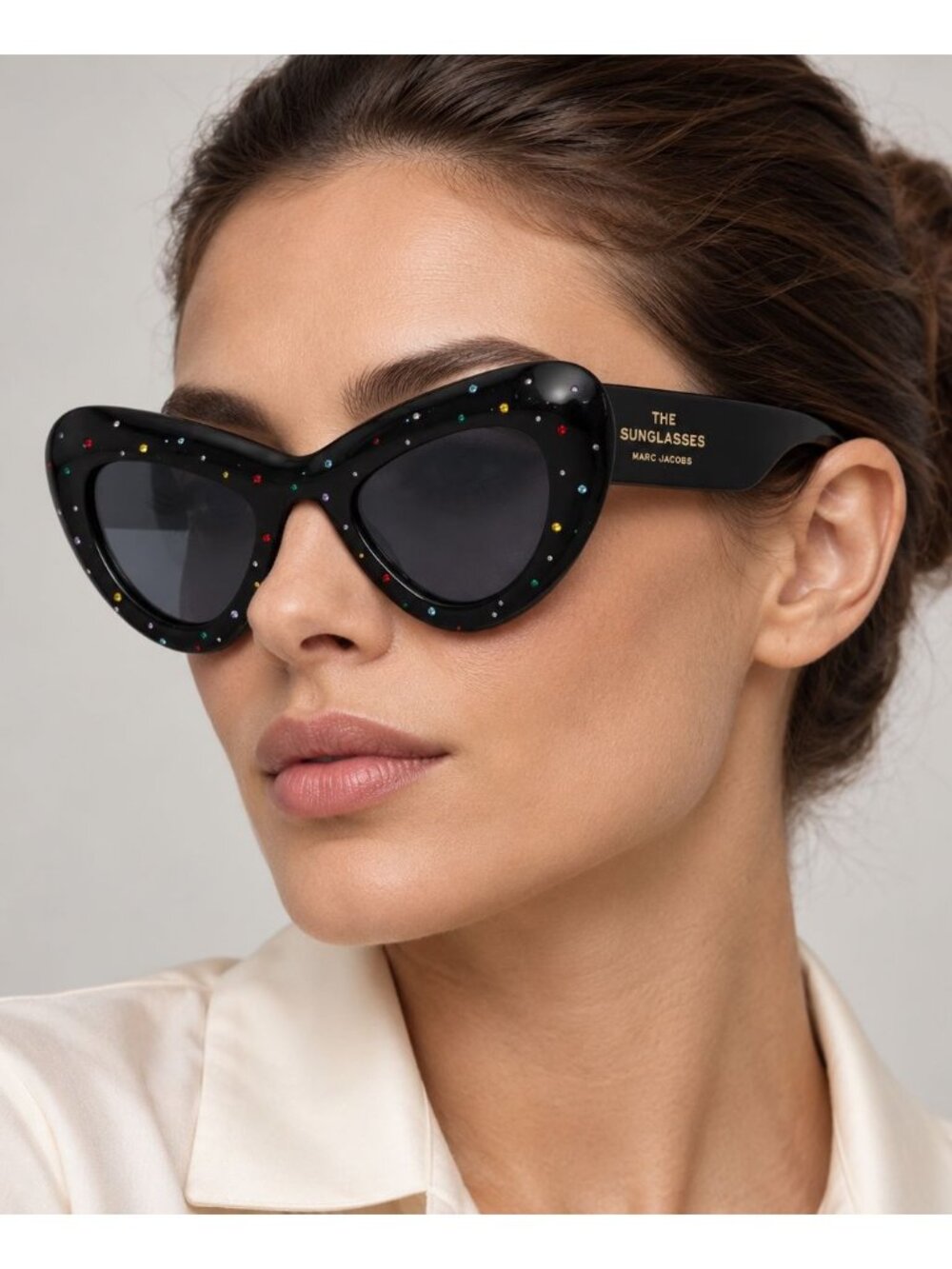 Marc Jacobs MARC 798/S STR 0807 IR Sunglasses Black Cat Eye Frame, Grey Lenses